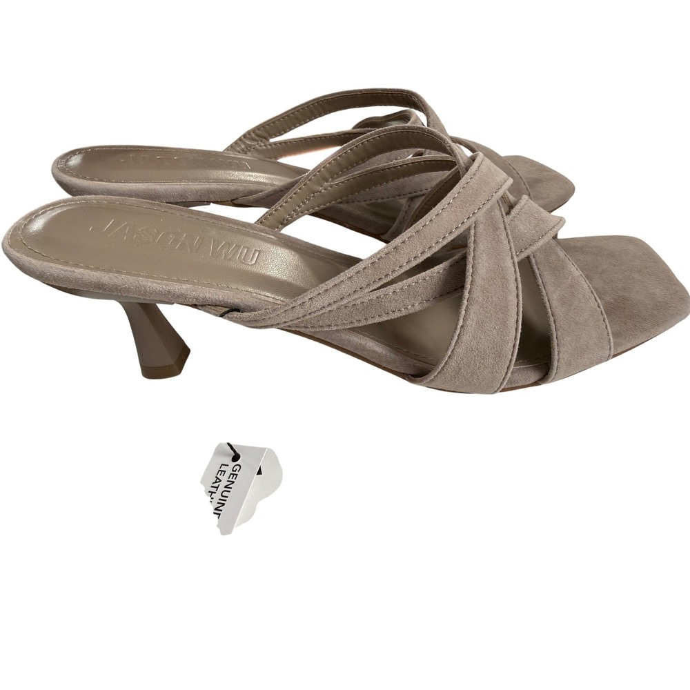 Jason Wu Womens Taupe Suede Leather Strappy Square Toe Kitten Heel Sandals 9.5 - Picture 3 of 10